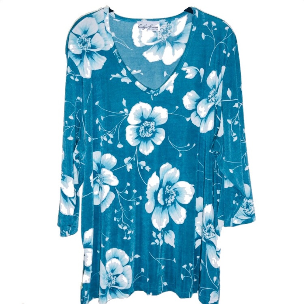 Carolyn Strauss Collection Floral Blouse Sz 2X